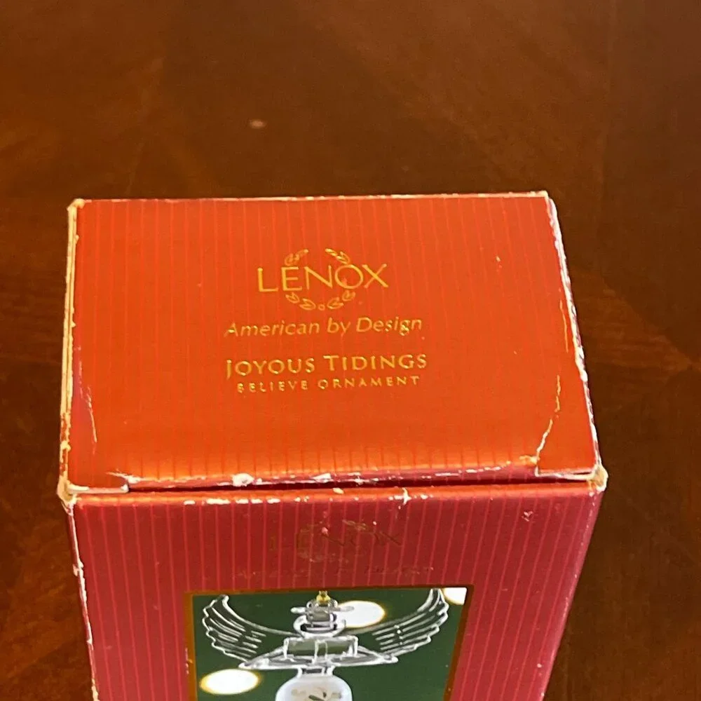 Lenox Glass Angel Ornament Wings & Frosted Joyous Tidings Series  6